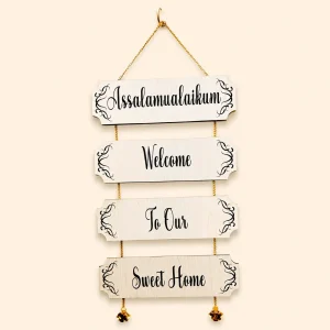 "Assalamualaikum, Welcome To Our Sweet Home" এমডিএফ বোর্ডের আকর্ষণীয় ওয়াল হ্যাঙ্গার (Wall Hanger)