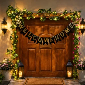 ব্ল্যাক অ্যান্ড গোল্ড "Welcome Home" ব্যানার